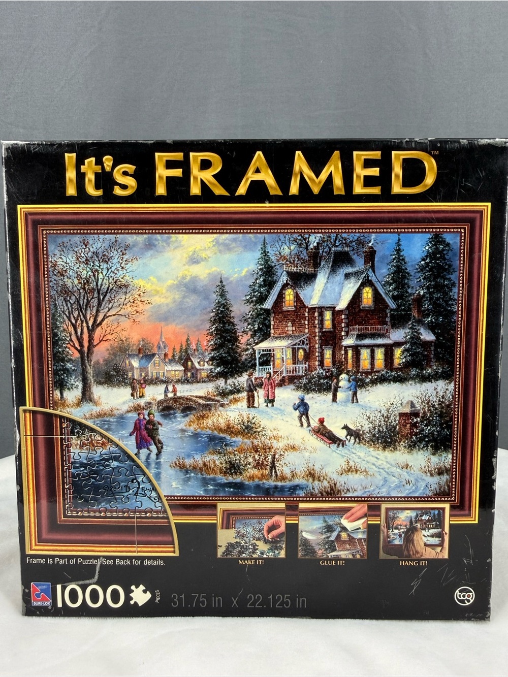 1000-Piece Winter Village Jigsaw Puzzle - includes frame